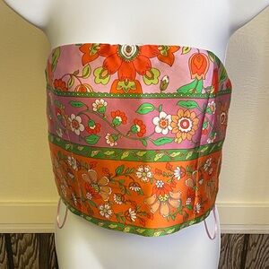 House of Harlow 1960 Floral Strapless Top - Pink, Orange, Green